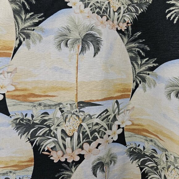 Jamaica Jaxx Hawaiian Shirt L 100% Silk Sunset Palm Tree Aloha Camp Button Front - Picture 8 of 13